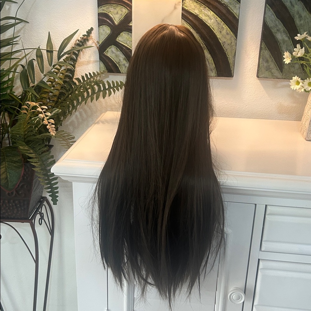 Long Natural Straight Women's Wig - Dark Brown